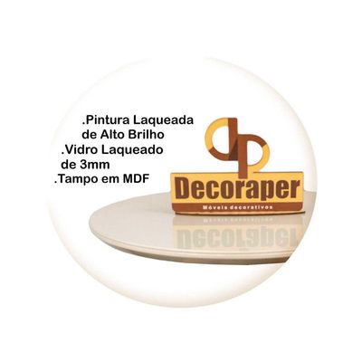 Mesa De Canto Pés Palito Amadeirado Com Tampo Vidro 60cm Off White 50cm