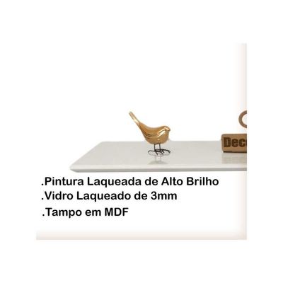 Aparador Pés Palito Com Vidro Laqueado 120cm Branco