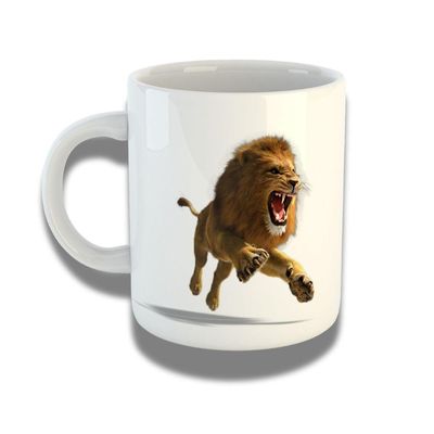 Caneca De Porcelana 325ml Com Design 3d Exclusivo Leão