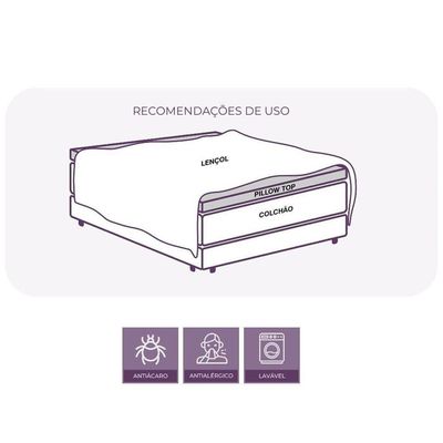 Pillow Top Queen Dupla Face 200 Fios 6cm 158x200cm Branco