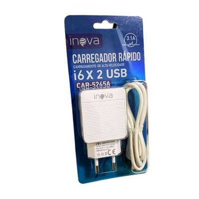 Carregador Rápido Inova - 3.1a - I6 - 2 Usb -car-5205a