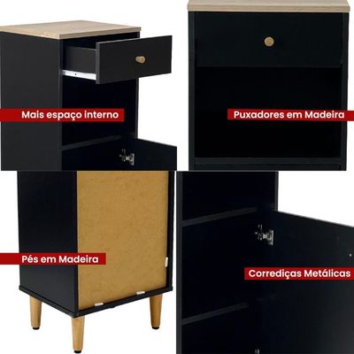 Gabinete Armário Banheiro Ditália 1pt 1gav Bn-07 Preto