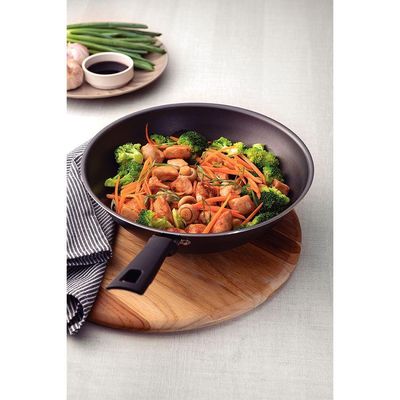 Frigideira Wok Em Aluminio Com Revestimento Interno E Externo Antiaderente Starflon Max Grafite 28Cm