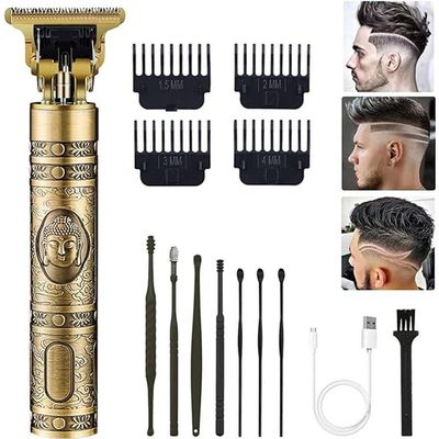Maquina Cabelo Barba Profissional Dourada Dragão Recarregvel