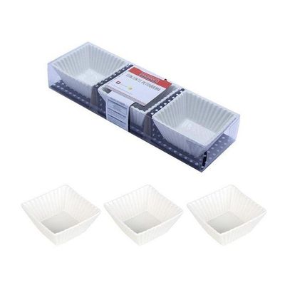 Conjunto Com 03 Petisqueiras De Porcelana Pcln-078 - Haüskraft