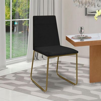 Kit 10 Cadeiras De Jantar Cozinha Industrial Lexa Veludo Élpis Móveis Preto Dourada