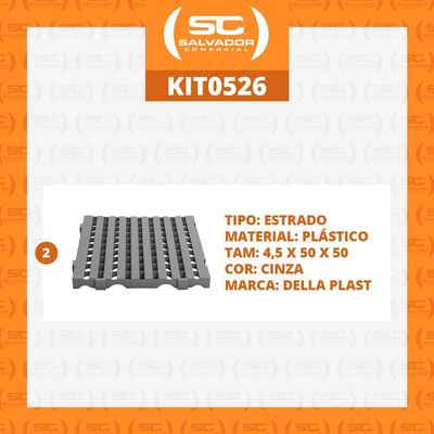 Kit - Estrado Plástico (2 Un) 4,5x50x50 Cinza - Della Plast