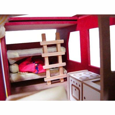 Trailer Com Acessórios - Madeira - Vermelho - Bohney