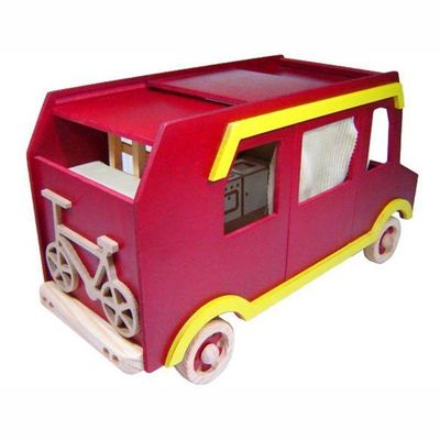 Trailer Com Acessórios - Madeira - Vermelho - Bohney