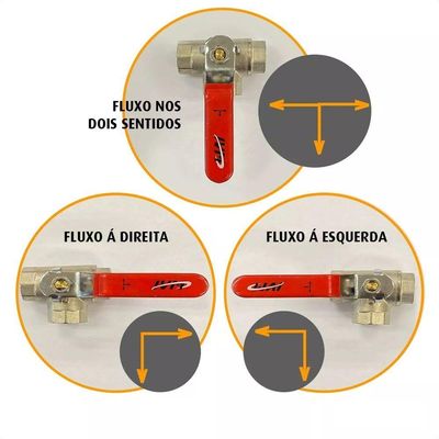 Válvula Esfera 3 Vias Em T Alavanca 2 Ivm Italy