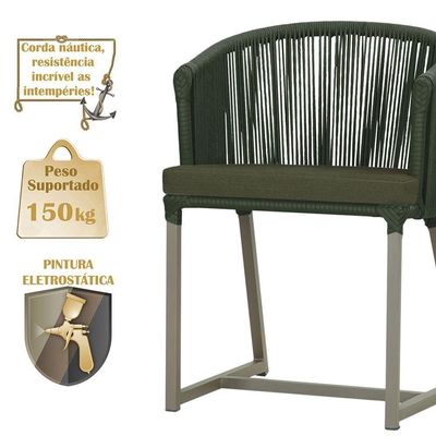 2 Cadeiras De Jantar Noronha Fendi Corda Náutica E13 Trama Verde