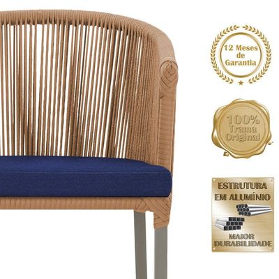 5 Cadeiras De Jantar Noronha Fendi Corda Náutica E10 Trama Terra Cota