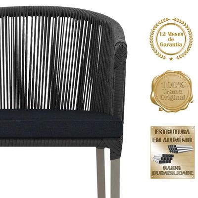 5 Cadeiras De Jantar Noronha Fendi Corda Náutica E12 Trama Preto