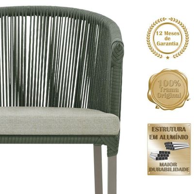 5 Cadeiras De Jantar Noronha Fendi Corda Náutica E3 Trama Verde