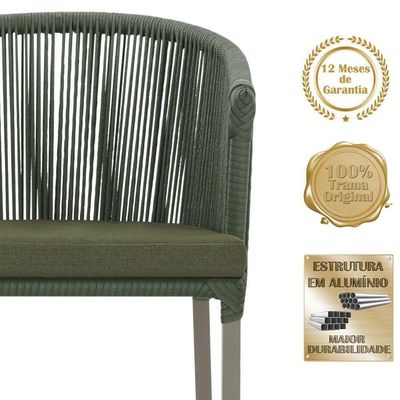 5 Cadeiras De Jantar Noronha Fendi Corda Náutica E13 Trama Verde