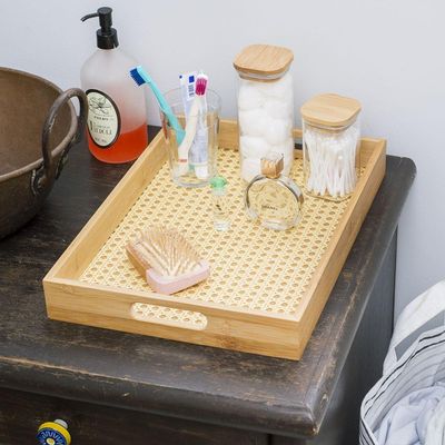 Bandeja De Bambu Oikos Com Palha 48cm Retangular