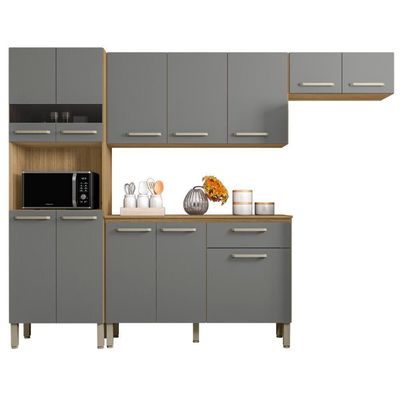 Armário De Cozinha Completo Palma Freijó Gris