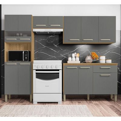 Armário De Cozinha Completo Palma Freijó Gris