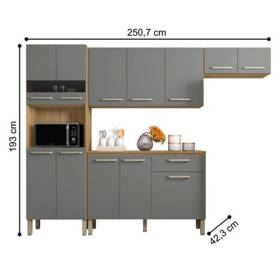 Armário De Cozinha Completo Palma Freijó Gris