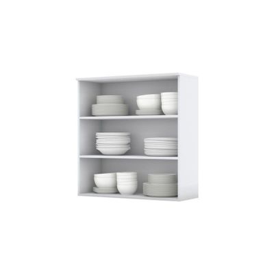Armário Aéreo 80 Cm 02 Portas Com Vidro Amy Branco Hp Casa 812 Branco Hp