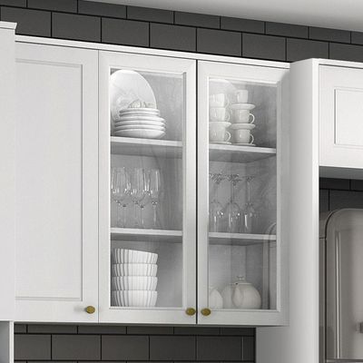Armário Aéreo 80 Cm 02 Portas Com Vidro Amy Branco Hp Casa 812 Branco Hp