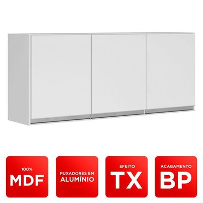 Conjunto De Armários Aéreo Cozinha Planejada Lux 120cm E 80cm 100% Mdf Branco Tx Fosco - Desk Design