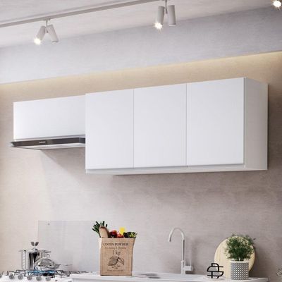 Conjunto De Armários Aéreo Cozinha Planejada Lux 120cm E 80cm 100% Mdf Branco Tx Fosco - Desk Design