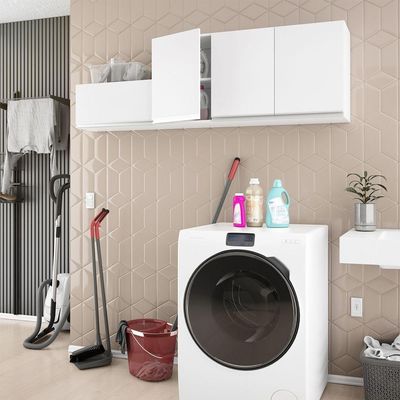 Conjunto De Armários Aéreo Cozinha Planejada Lux 120cm E 80cm 100% Mdf Branco Tx Fosco - Desk Design
