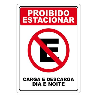 Adesivo Proibido Estacionar Carga E Descarga Dia E Noite Cor Vermelho