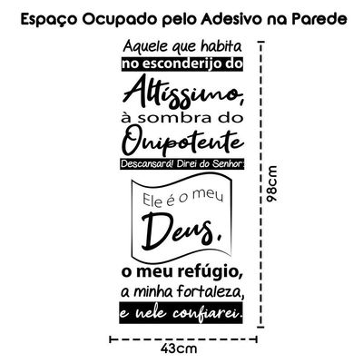 Adesivo Papel Parede Quarto Sala Oração Salmo 91 Preta