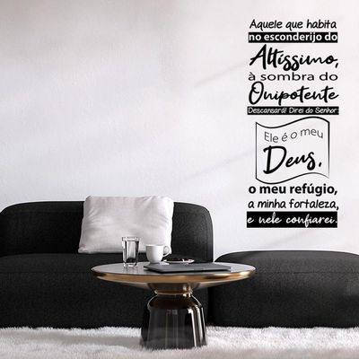 Adesivo Papel Parede Quarto Sala Oração Salmo 91 Preta