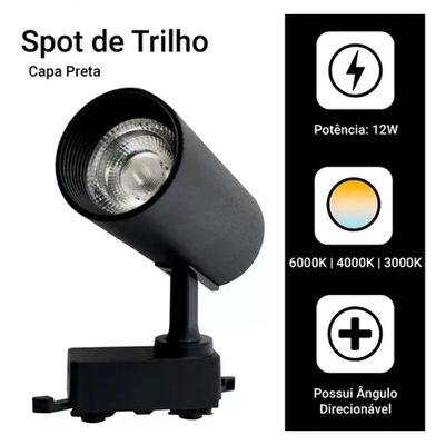 Spot Led Trilho Direct Taschibra 10w 6500k Preto Preto - Bivolt