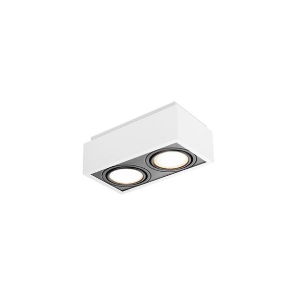 Spot De Sobrepor Newline Box Para 2 Lâmpadas Mr16 Gu10 Bivolt Branco E Preto