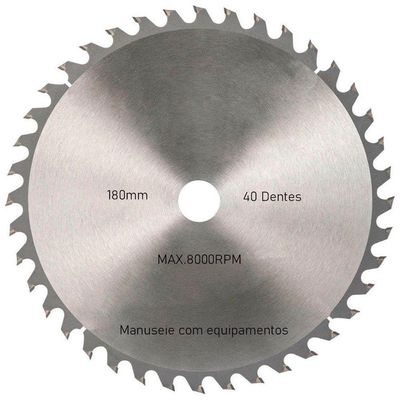 Disco De Serra Circular Com 40 Dentes 7" 180mm Para Madeira