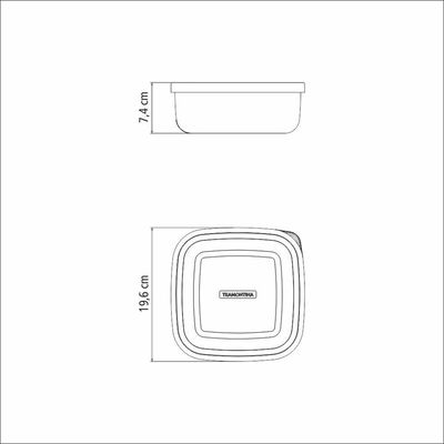 Pote Tramontina Freezinox Aço Inox Quadrado Tampa Plástica 19cm 2,1l Tramontina