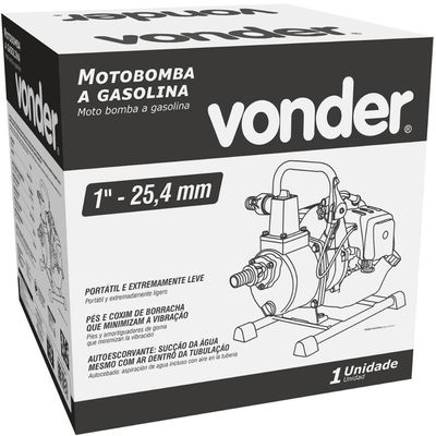 Motobomba a Gasolina 1' Motor 2 Tempos Vonder Autoescorvante Partida Manual Retrátil