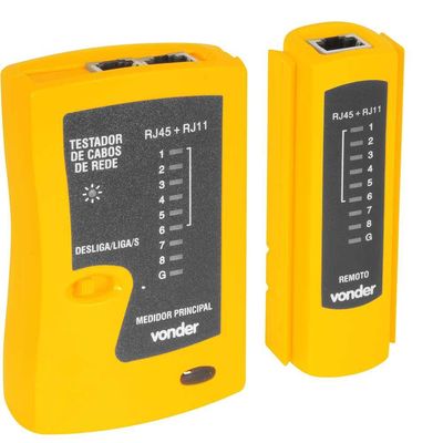 Testador de cabos de rede RJ11 RJ12 RJ45 com acessórios VONDER
