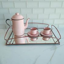 Bandeja Decorativa Espelhada Retangular Grande 45cm Rose Gold Duler