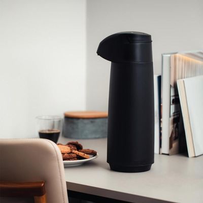 Garrafa Térmica de Café Tramontina Exata 1,8L Água Chá em Plástico Preto com Ampola de Vidro