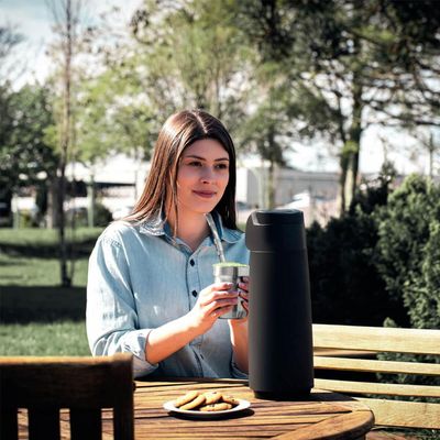 Garrafa Térmica de Café Tramontina Exata 1,8L Água Chá em Plástico Preto com Ampola de Vidro