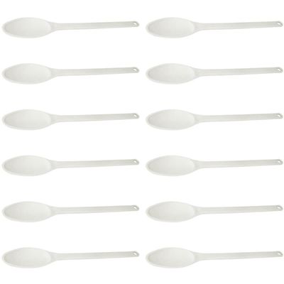 12 Colheres para Cozinha Industrial 59cm Plásticas Brancas Mexer Alimentos Restaurantes
