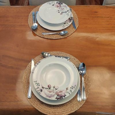 Jogo 12 Pratos Fundos Redondos 23cm Garden em Porcelana com Estampa Floral Germer