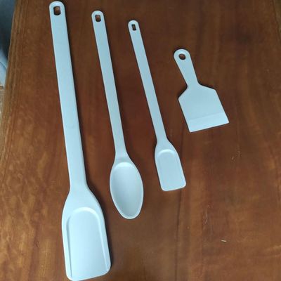 12 Colheres para Cozinha Industrial 59cm Plásticas Brancas Mexer Alimentos Restaurantes