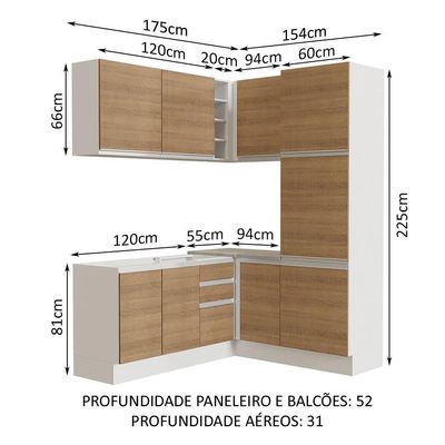 Cozinha Completa 329001 Com Armário E Balcão Branco/Rustic