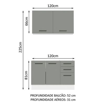 Cozinha Compacta 120001 Com Armário E Balcão Branco/Cinza