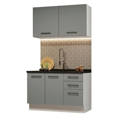 Cozinha Compacta 120001 Com Armário E Balcão Branco/Cinza