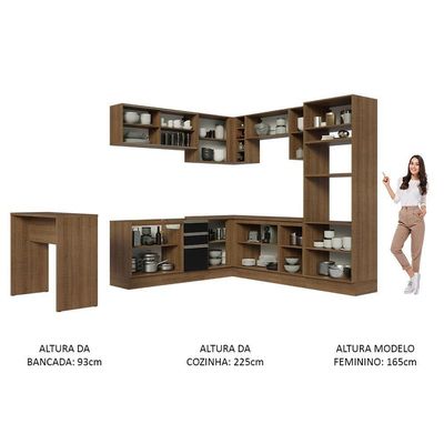 Cozinha Completa 504001 Com Armário E Bancada Rustic/Preto