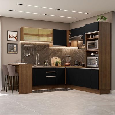 Cozinha Completa 504001 Com Armário E Bancada Rustic/Preto