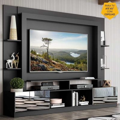 Estante Com Espelho Para Tv Até 65´´ Oslo Fg3390 Preta