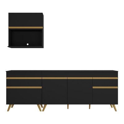 Cozinha Compacta Veneza Gb Mp2075 Com Armário E Balcão Preta